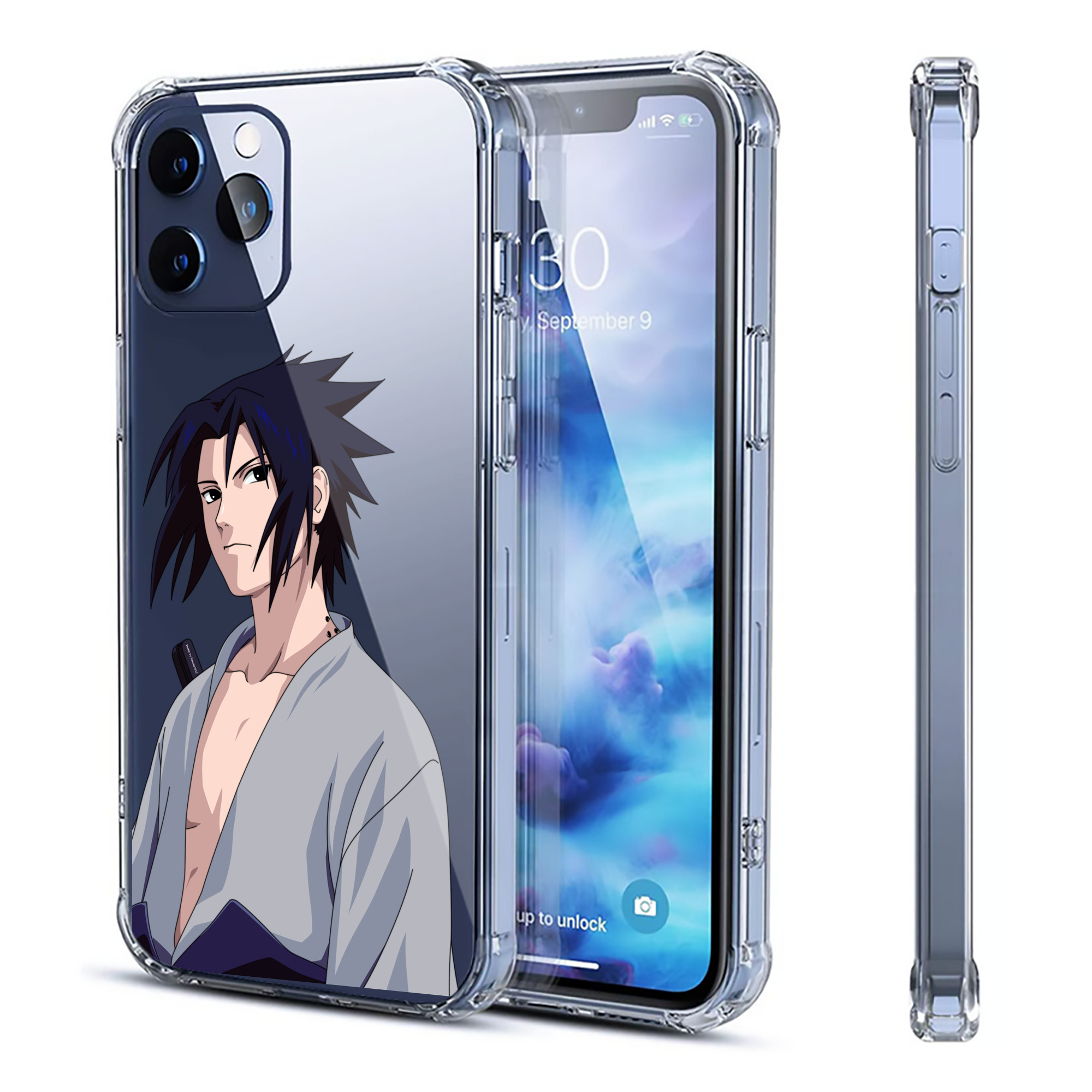 （画像用） NARUTO -ナルト- うちは サスケ Uchiha Sasuke 【iPhone 12シリーズ対応】透明スマホケース（クリアソフトケース）